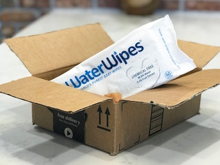 water wipes in a amazon shipping box