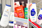 collage image of dove, olly, and nivea body wash