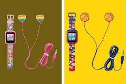 2 PlayZoom KidsSmartwatch & Earbuds Sets (rainbow heart & basketball themes)