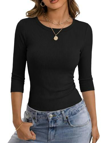 Women's 3/4 Sleeve Ribbed Top