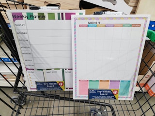 monthly & weekly dry erase planners in a cart