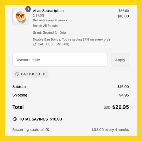 Atlas Coffee Club Double Bag 50% Off