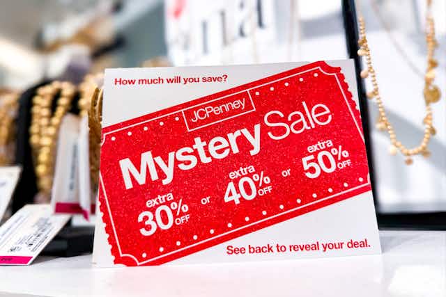 JCPenney Mystery Sale: How to Score a 30%, 40%, or 50% Off Coupon card image