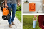 3 lifestyle images of deals that are 50% off or more: Water Pressure Cleaner, Towel Set & Carote Tumbler
