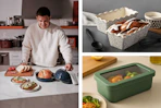 3 lifestyle images of bakeware/cookware from Thyme & Table at Walmart