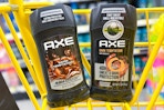 axe deodorants in a yellow shopping cart