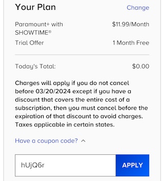 paramount plus checkout