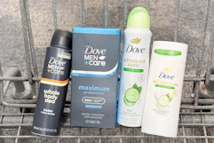 dove deodorant in a shopping cart