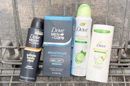 dove deodorant in a shopping cart