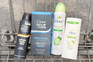 dove deodorant in a shopping cart