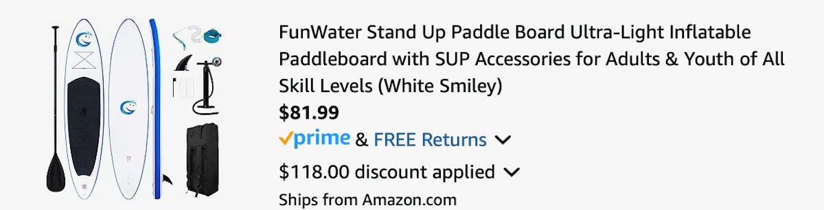 paddle board Amazon reeceipt