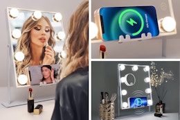 Vanity Mirror With Wireless Charger and Speaker, Just $38 at Walmart card image