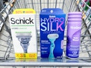 schick razors and shave gel in walgreens cart