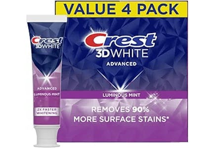 Crest 3D White Toothpaste 4-Pack