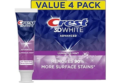 Crest 3D White Toothpaste 4-Pack