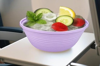 an ice bowl on a tray table