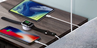 Electronics charging on a table