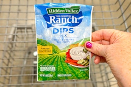 hand holding a hidden valley ranch mix packet