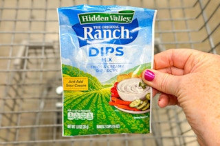 hand holding a hidden valley ranch mix packet