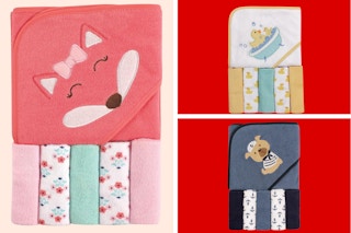 collage image of baby towel sets