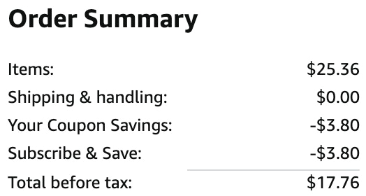 an order summary ending in $17.76