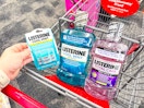 listerine mouthwash and pocket packs in a cvs cart