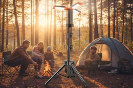 a family near a camping light