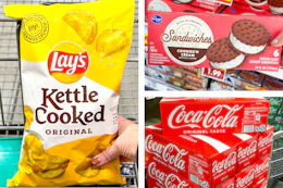 collage with Lay's, Coca-Cola, and Kroger brand ice cream