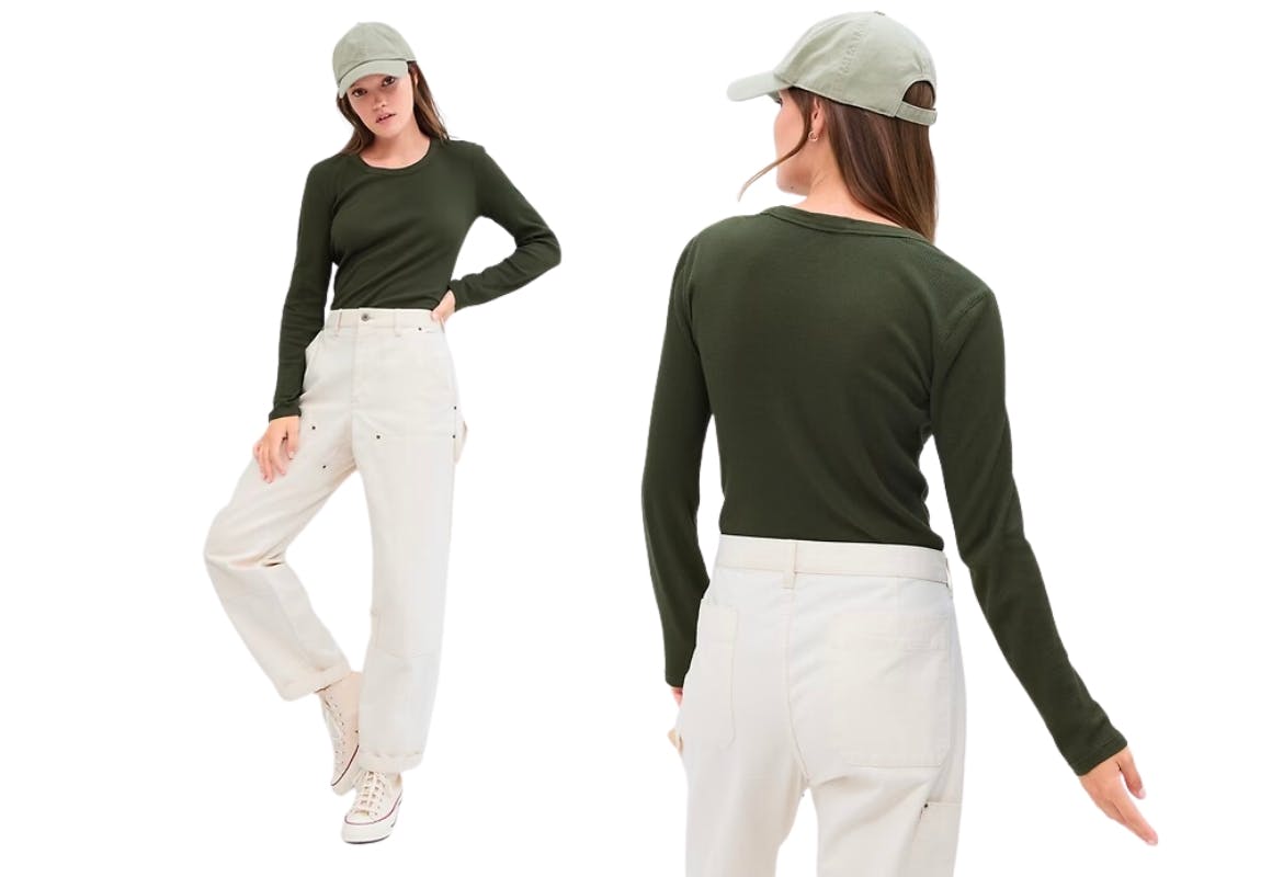 Waffle-Knit Crewneck T-shirt