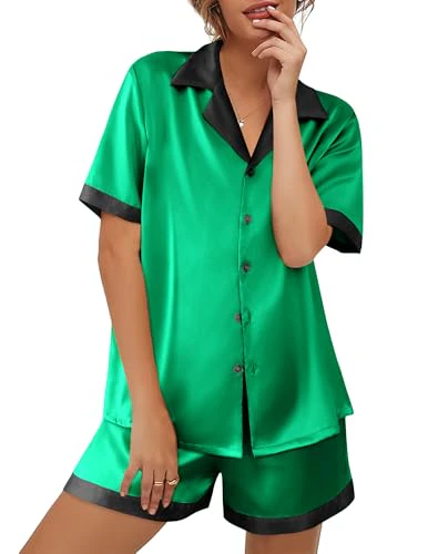 Ekouaer Women's Silk Satin Pajama Set