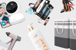 Amazon's Top Coupons: $7 Security Camera, $3 Dove Body Wash, $7 Couch Cover card image