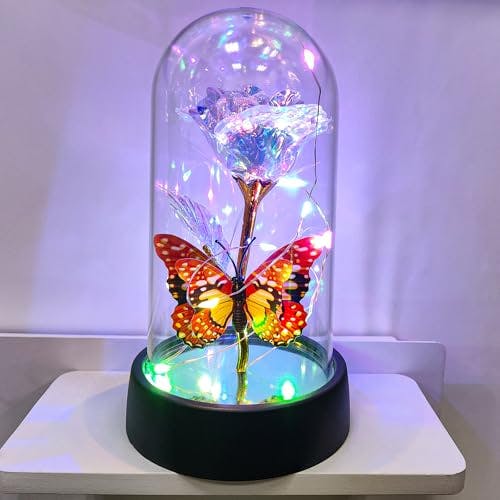 Light-Up Glass Rose in Dome