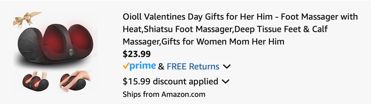 Foot massager Amazon receipt