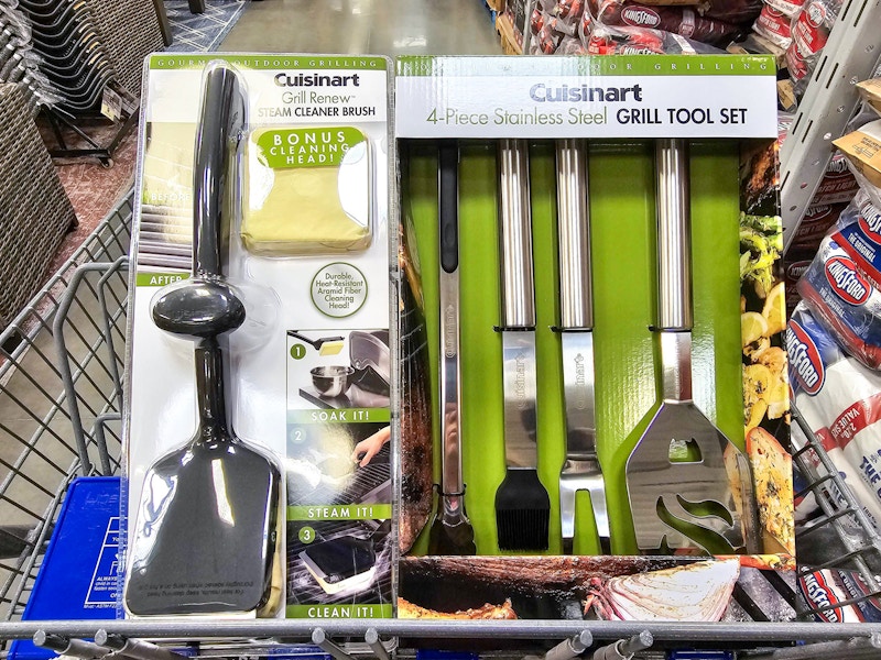 cuisinart grill brush and tools in a cart