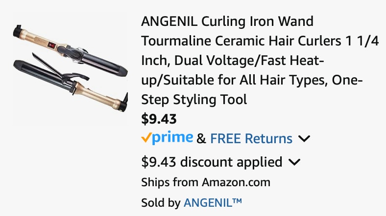 ANGENIL Curling Iron Wand Tourmaline Ceramic Hair Curlers 