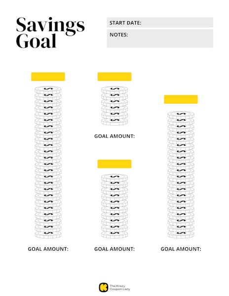 Savings Goal printable