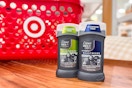 two dove men care beastmode deodorant sitting on a shelf in front of a target basket 