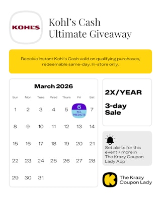 Kohl's Cash Ultimate giveaway dates 2025