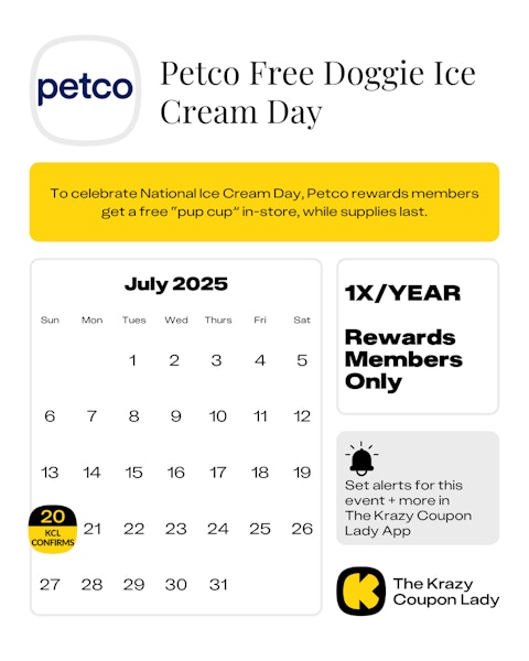 Petco Free Doggie Ice Cream Day in July 2025