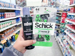 $0.49 Schick Disposable Razors and Edge Shave Gel at Walgreens card image