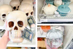 target dollar spot: skull, pumpkin jar, and bakeware side by side