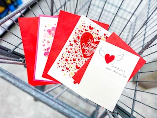 valentine's day cards in shopping cart