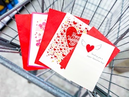 valentine's day cards in shopping cart