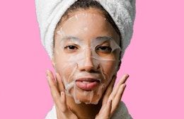 a person with a face mask on