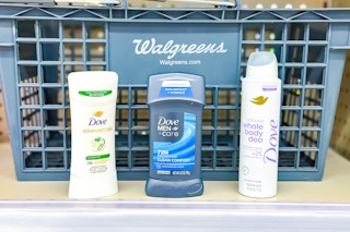 walgreens basket next to dove deodorants