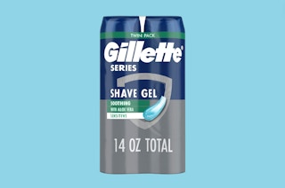a two-pack of shave gel cans