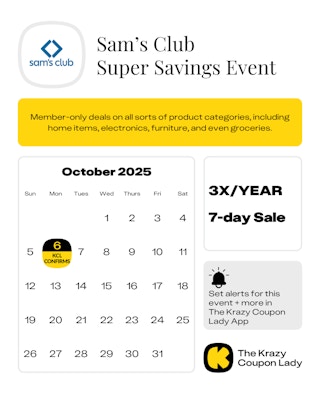 Sam's Club Super Savings Event start date in October 2025
