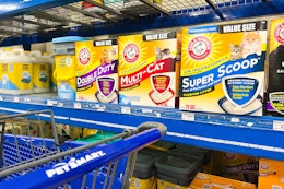 cat litter on a shelf at petsmart