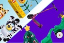 bluey plushes, lego sunflower, step2 christmas tree, little tikes tractor, razor electric scooter