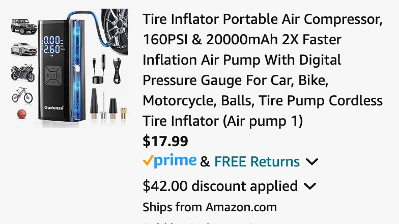 Gudenze tire inflator portable air compressor